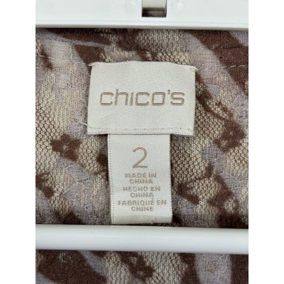 Chico's Moto Jacket Size L Brown Knit Animal Print 3/4 Sleeve Acrylic - Picture 5 of 12